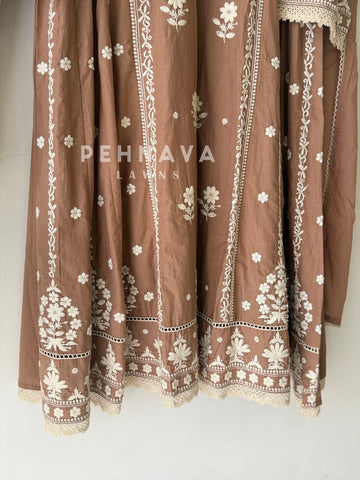 Cotton Chikankari Embroidered Ensemble-LRC 346