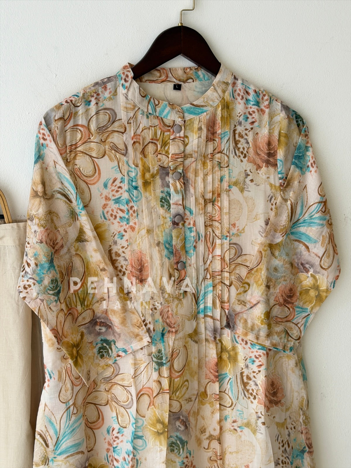 Pleated Yoke Floral Printed Two Piece Set 2759