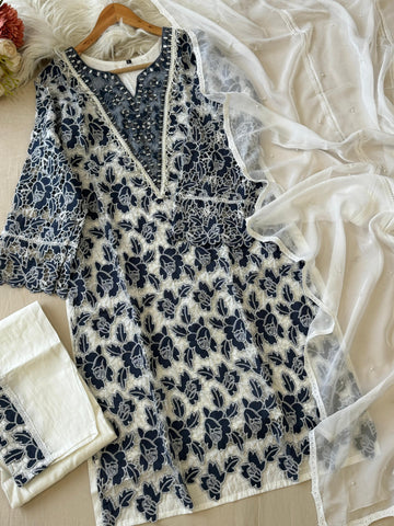 Glamorous Cutwork Suit Ft. Organza Dupata