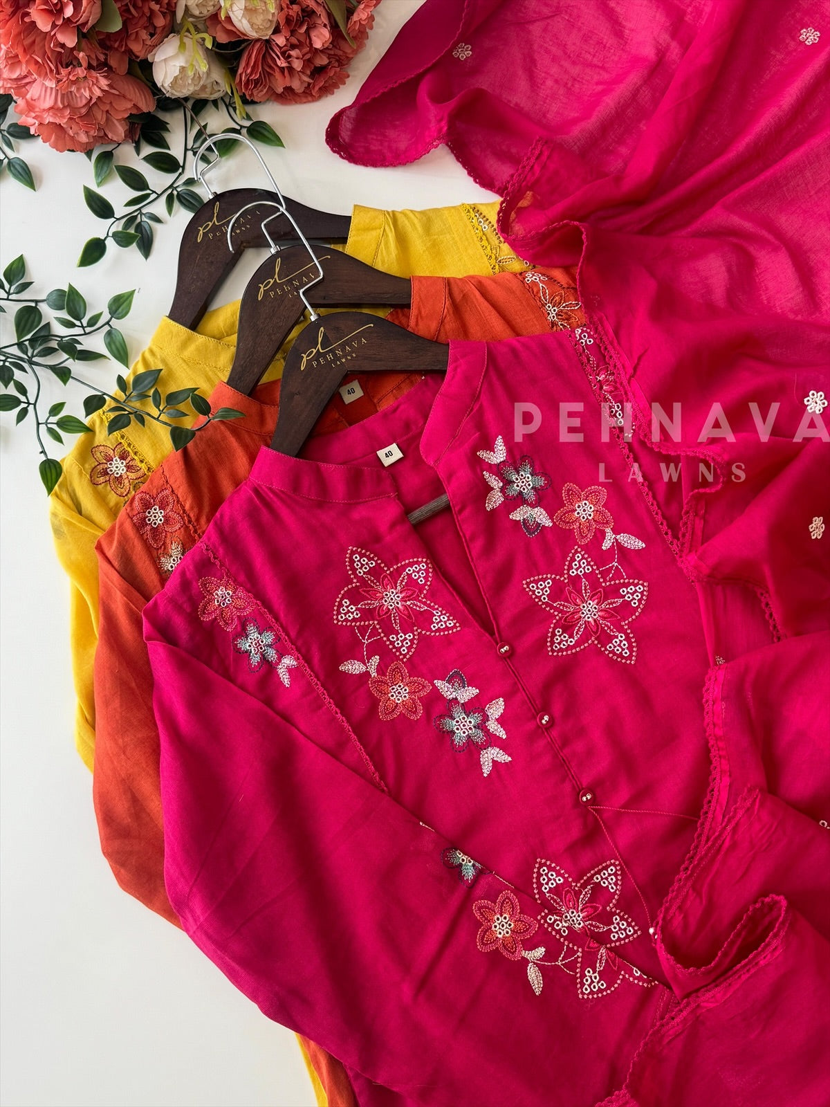 Floral Thread Cotton Suit-3295 - Pehnava Lawns
