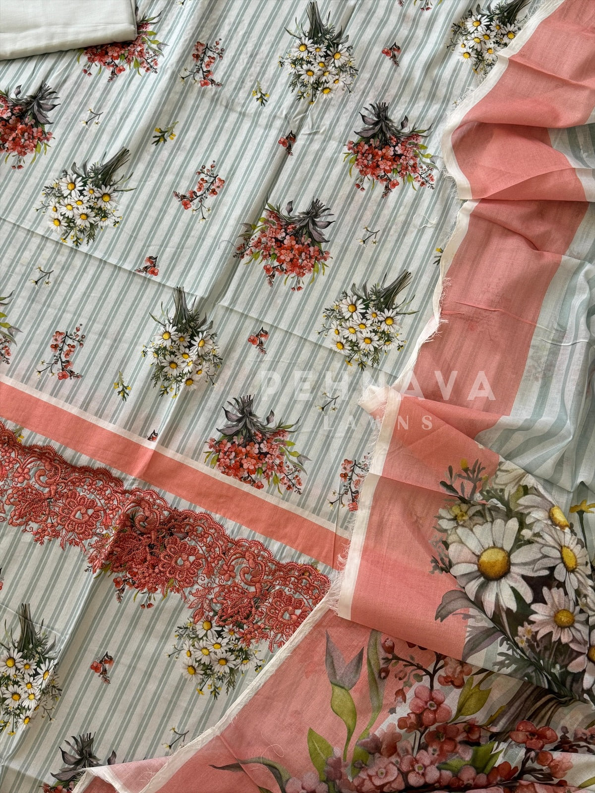 Premium Khaadi Sleeve Embroideres Lawn Suit-KS04