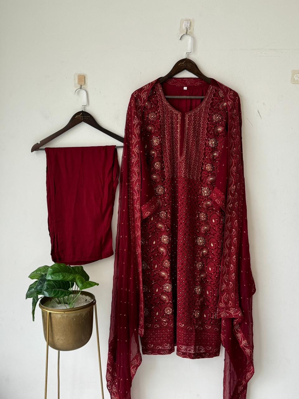 Georgette Chikankari Embroidered Suit-No.12 - Pehnava Lawns
