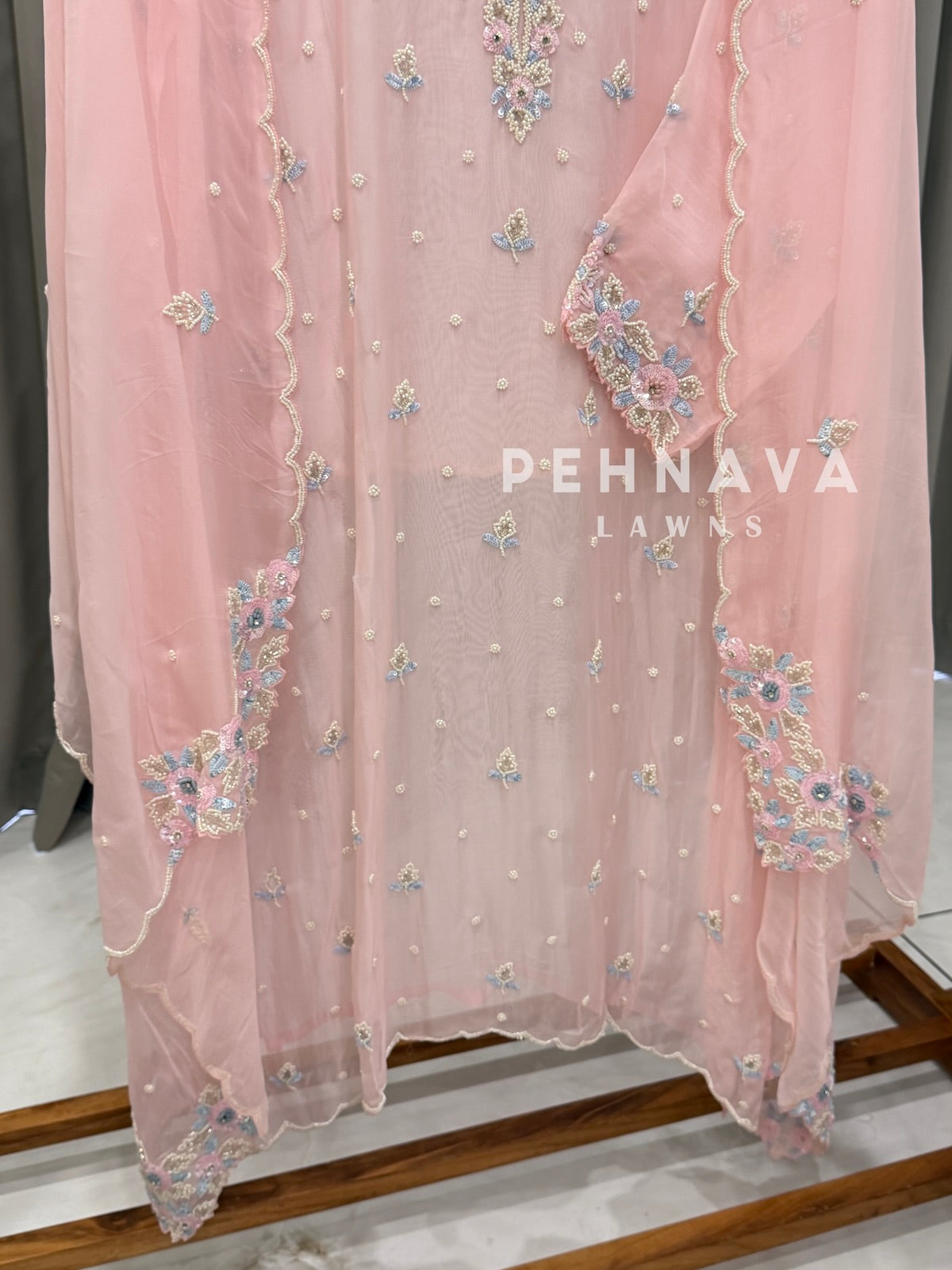 Semi-Stitched Chiffon Suit, Organza Dupatta