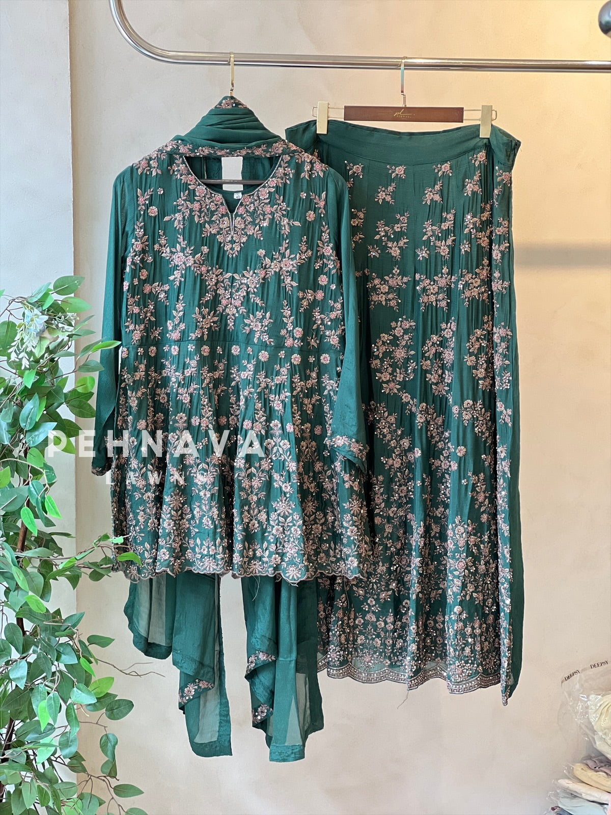 Handworked three piece skirt set