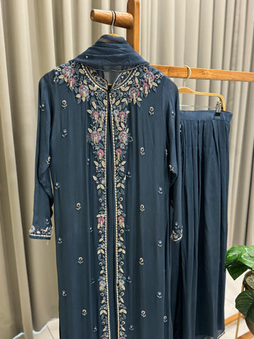 Premium Jacket Dress With Floral Handwork