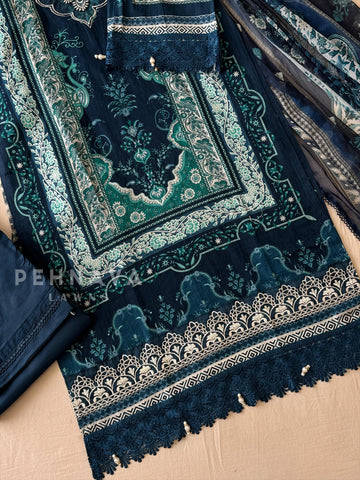 Paki Printed casual suit with chiffon dupatta1395 - Pehnava Lawns