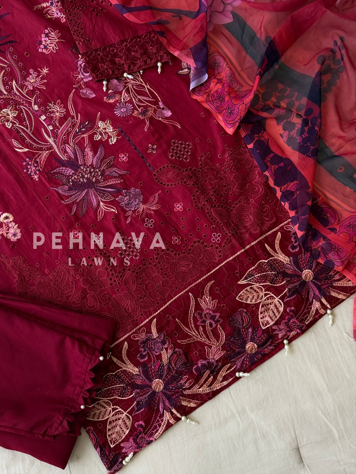 Floral Embroidered Suit Set