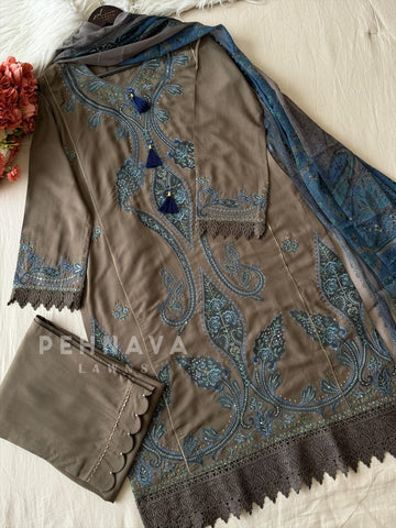 Floral Embroidered Rayon Suit