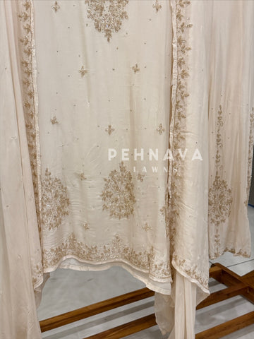 Premium Chinnon Handworked Semi Stitched Suit