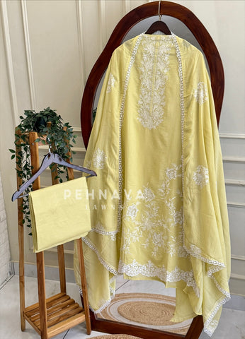 Chanderi Floral Embroidered Unstitched Suit ML -31