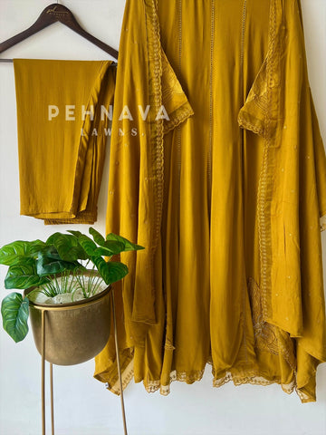Lace Detail Crinkled Rayon Suit
