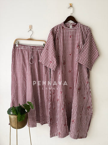 Check Embroidered Co-ord Set-SN6021