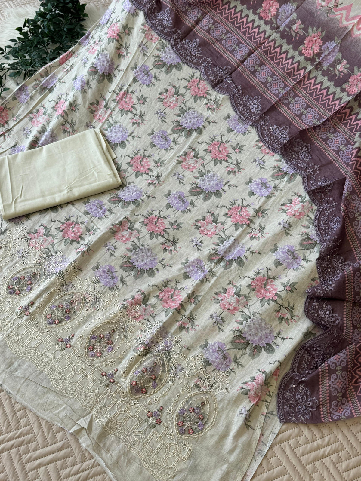 Floral Printed Cotton Suit ft. Cotton Dupata-2