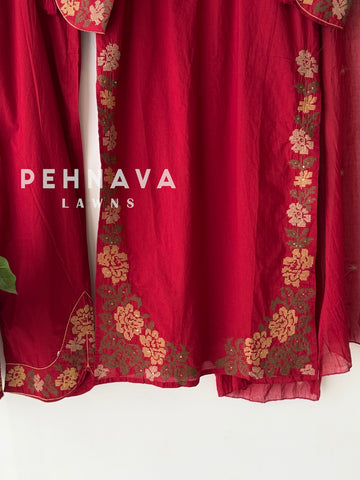 Border Embroidered Three Piece Set-13200
