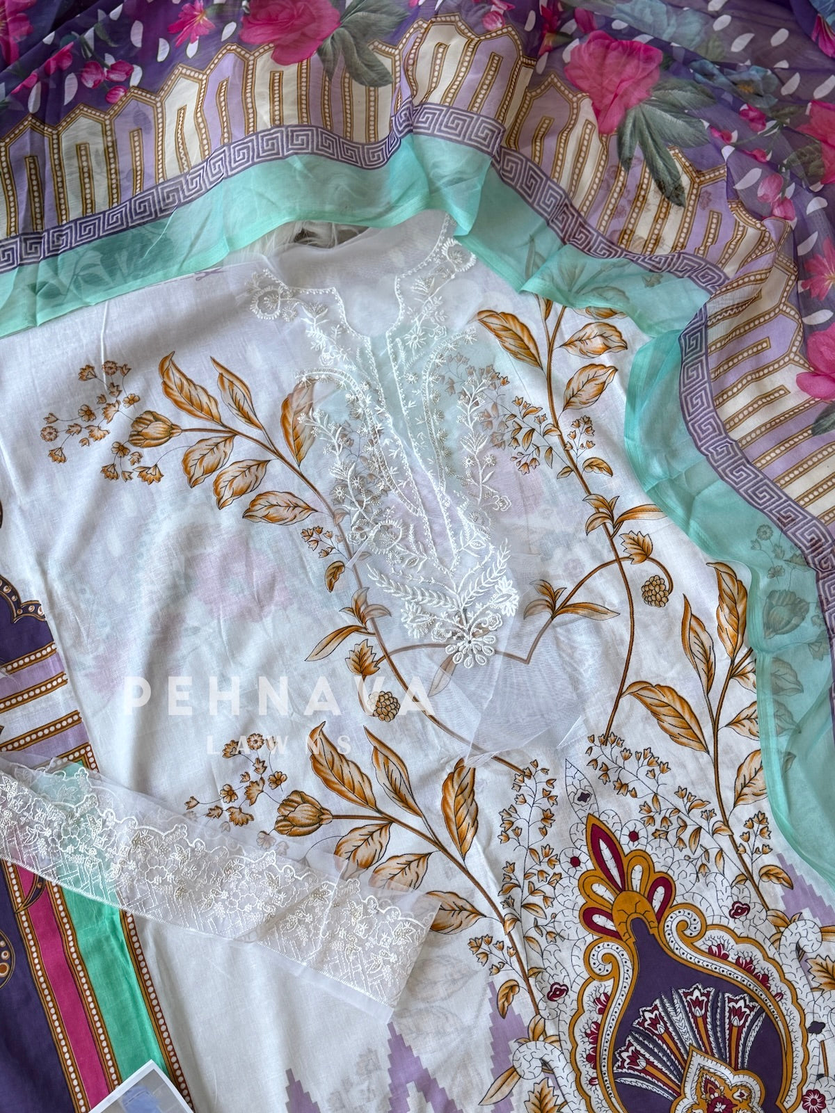 Signature Embroidered Unstitched Suit-1348B