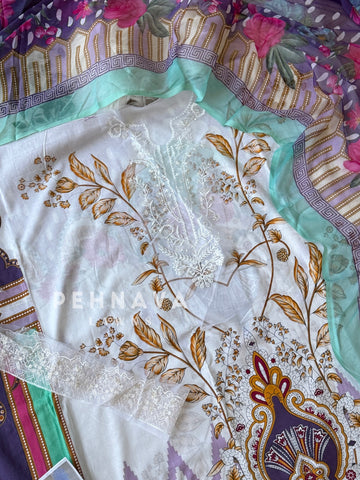Signature Embroidered Unstitched Suit-1348B