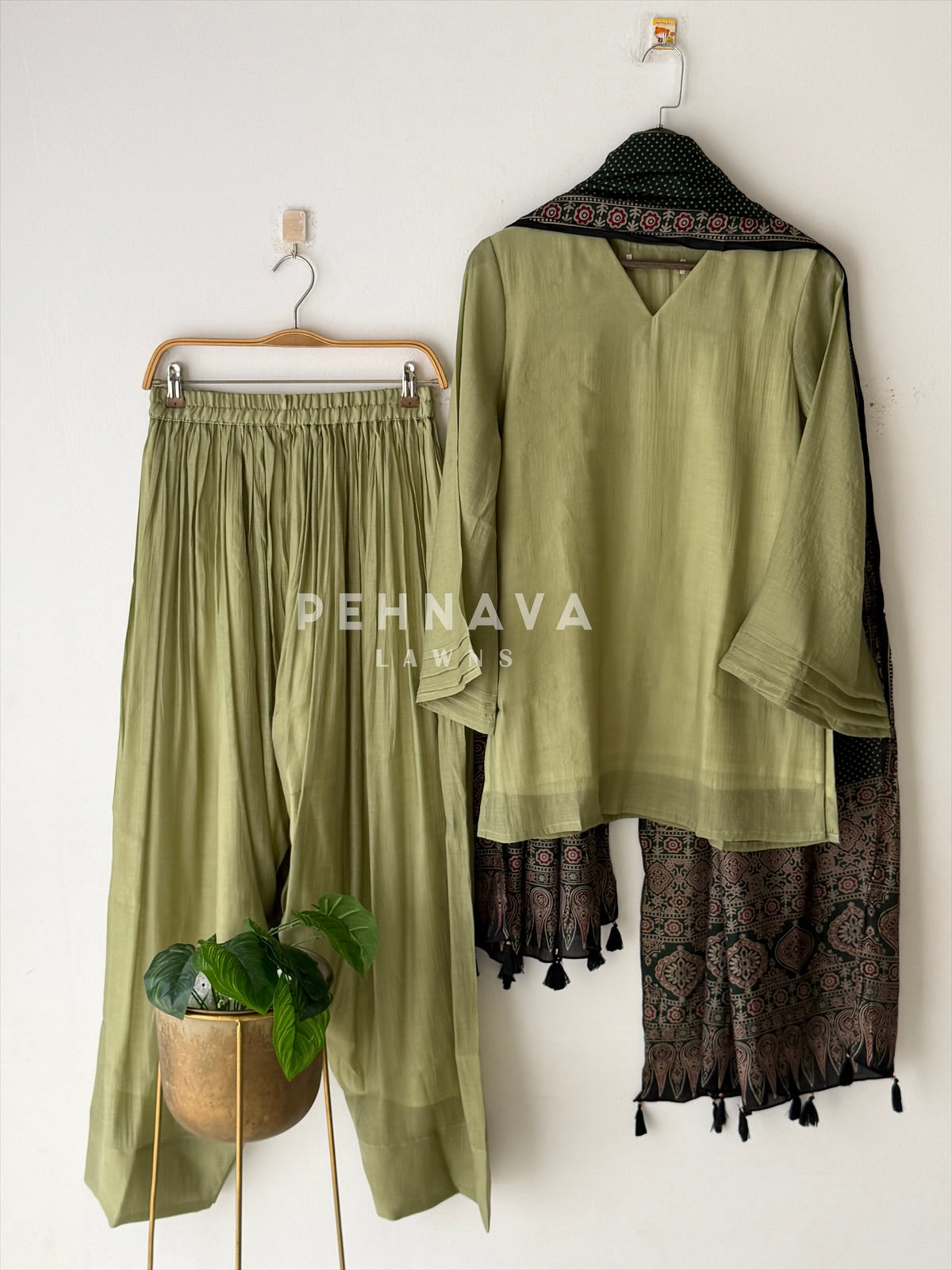Farshi Shalwar Set with Ajrak Printed Dupatta-B269