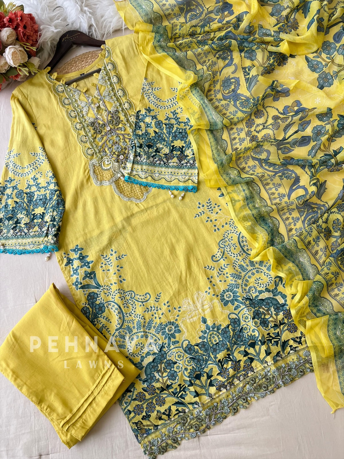 Yellow Cotton Casual Suit 1246