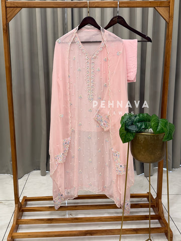 Semi-Stitched Chiffon Suit, Organza Dupatta