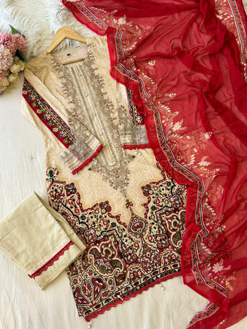 Beige Casual Pakistani Outfit 2201