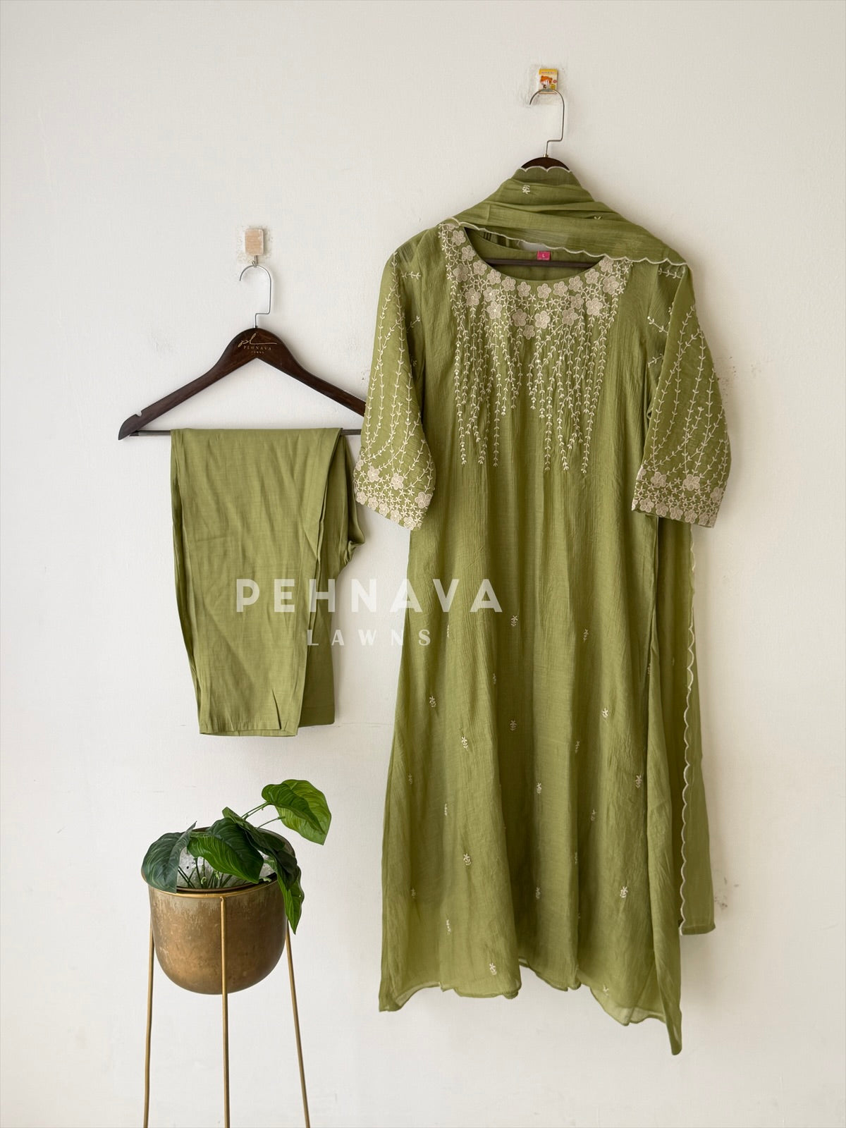 Embroidered Imported Three Piece Ensemble-13418