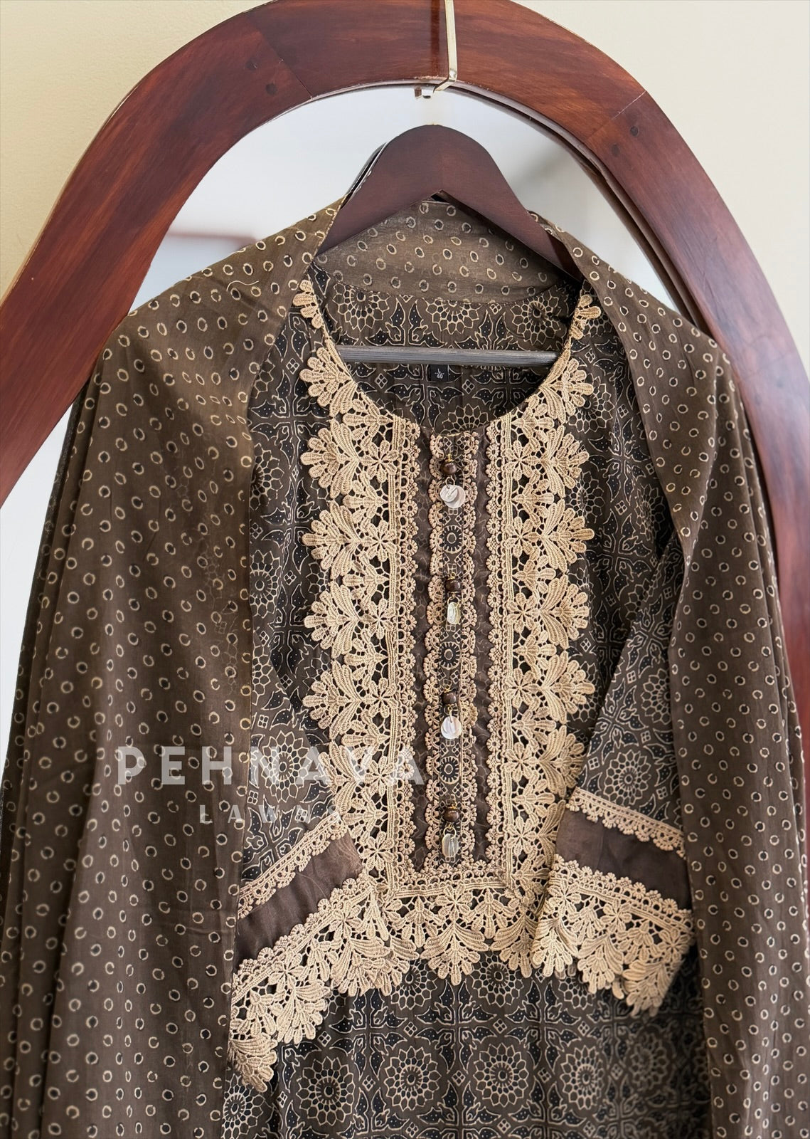 Lace Trimmed Printed Suit Set 253