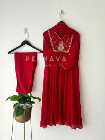 Hand Embroidered panel Cut Suit - Pehnava Lawns