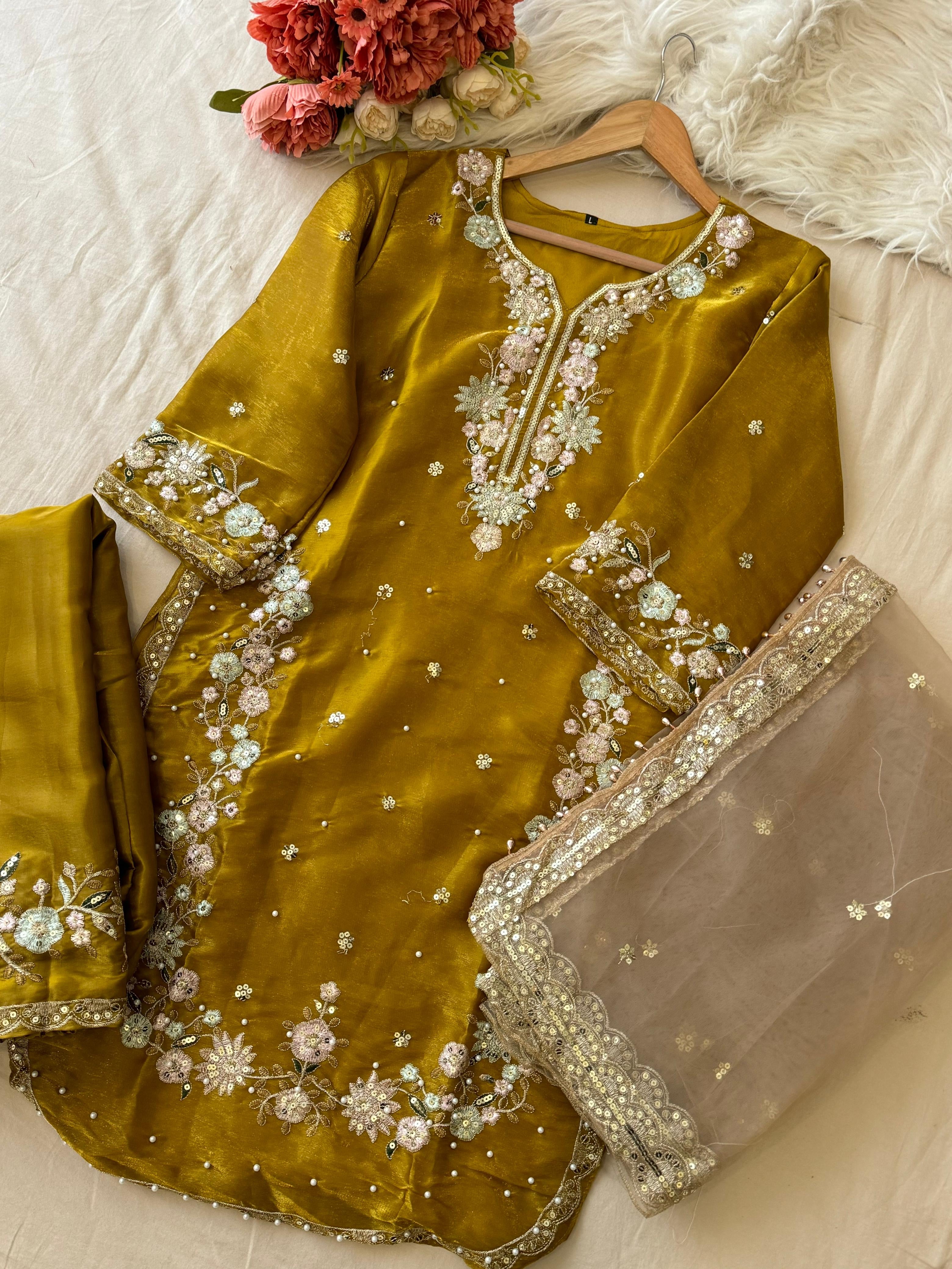 Jimmy Choo Party wear with Organza Dupatta