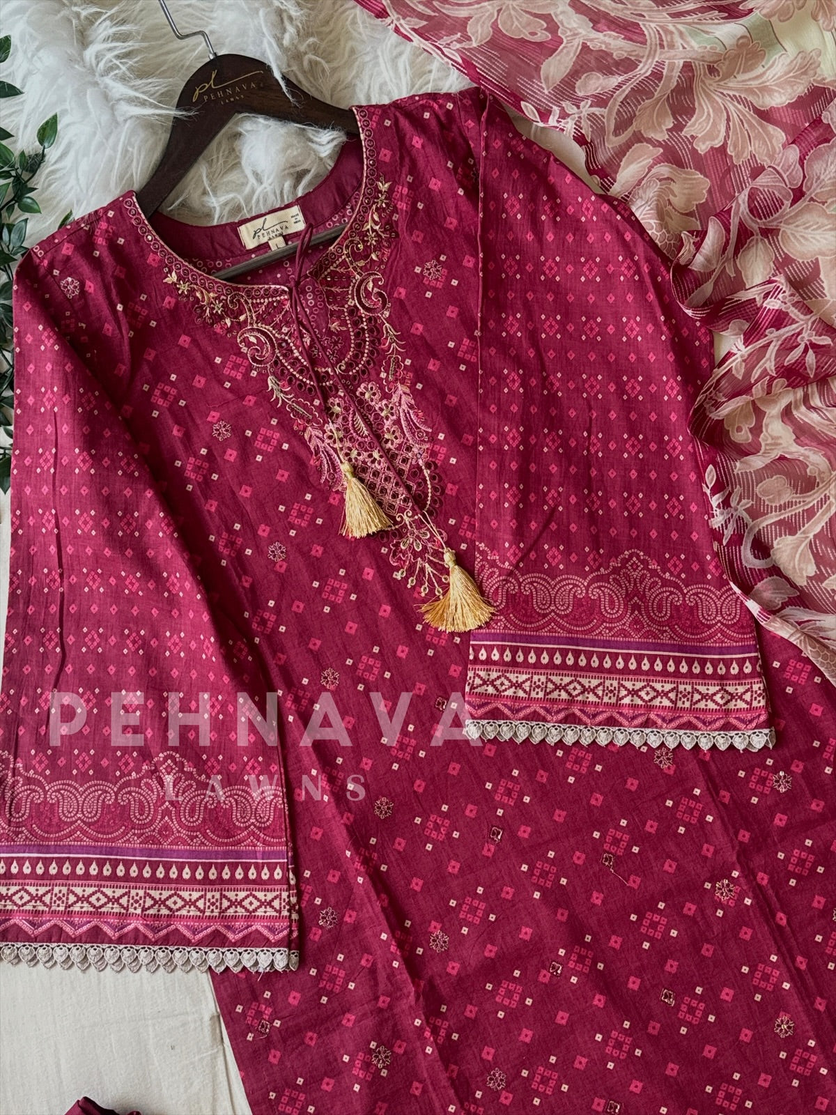 Unstitched Cotton Lawn Suit -No.2 - Pehnava Lawns