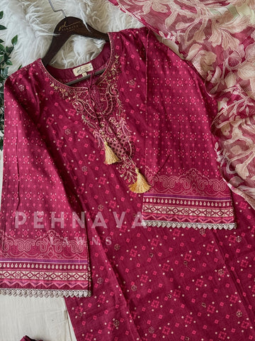 Unstitched Cotton Lawn Suit -No.2 - Pehnava Lawns