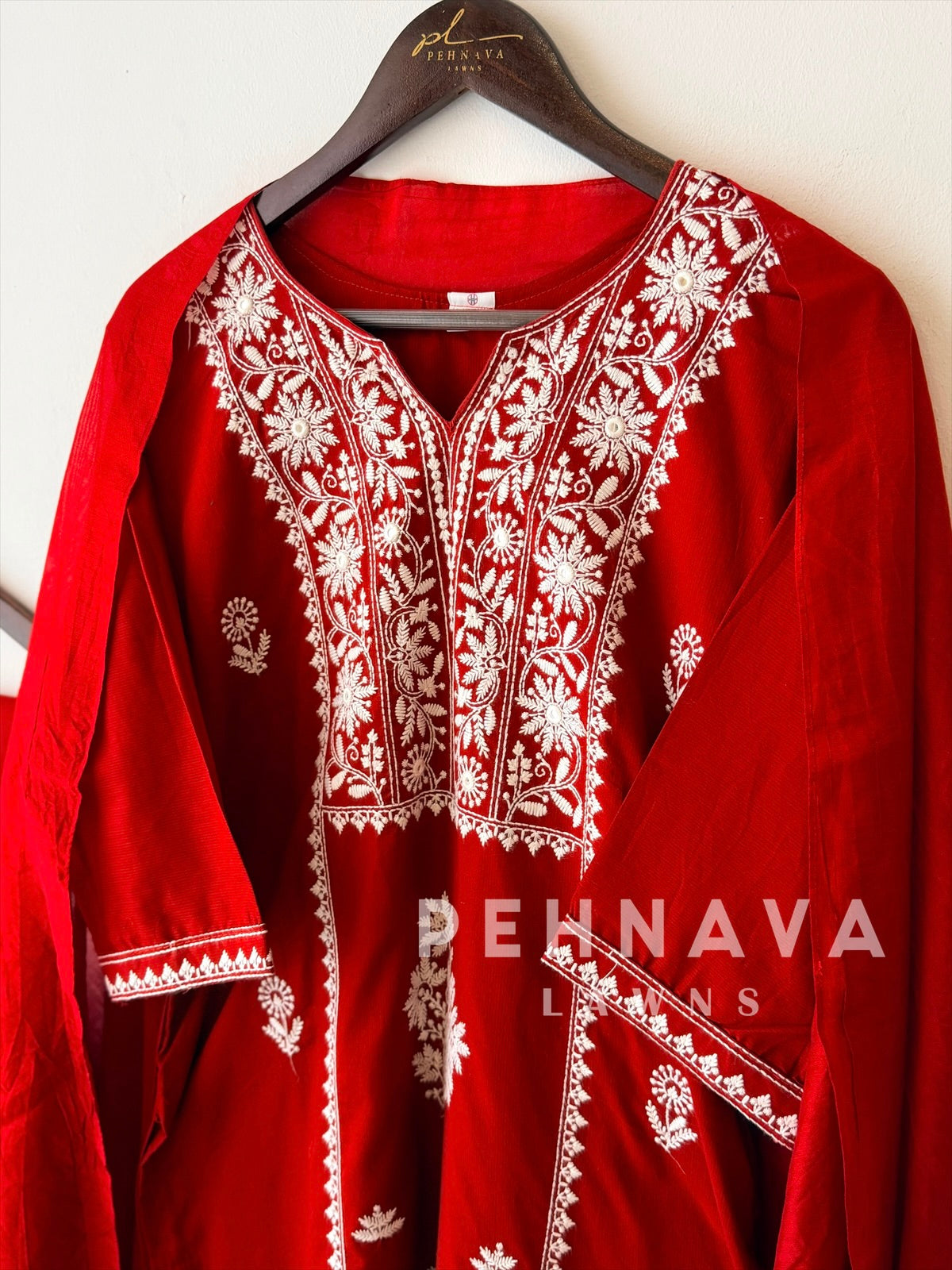 Panel Embroidered Three Piece Set
