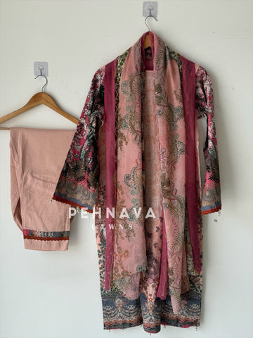 Paki printed suit with embroidered dupatta-3527