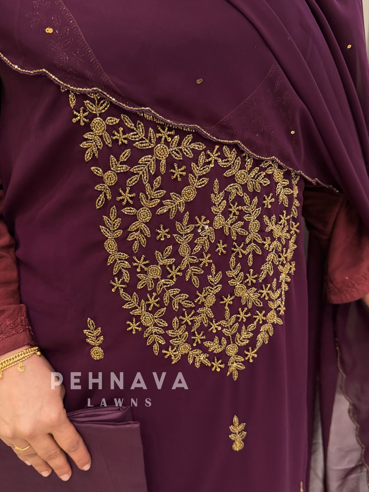 Premium Handworked Chiffon Unstitched Suit-SM-806