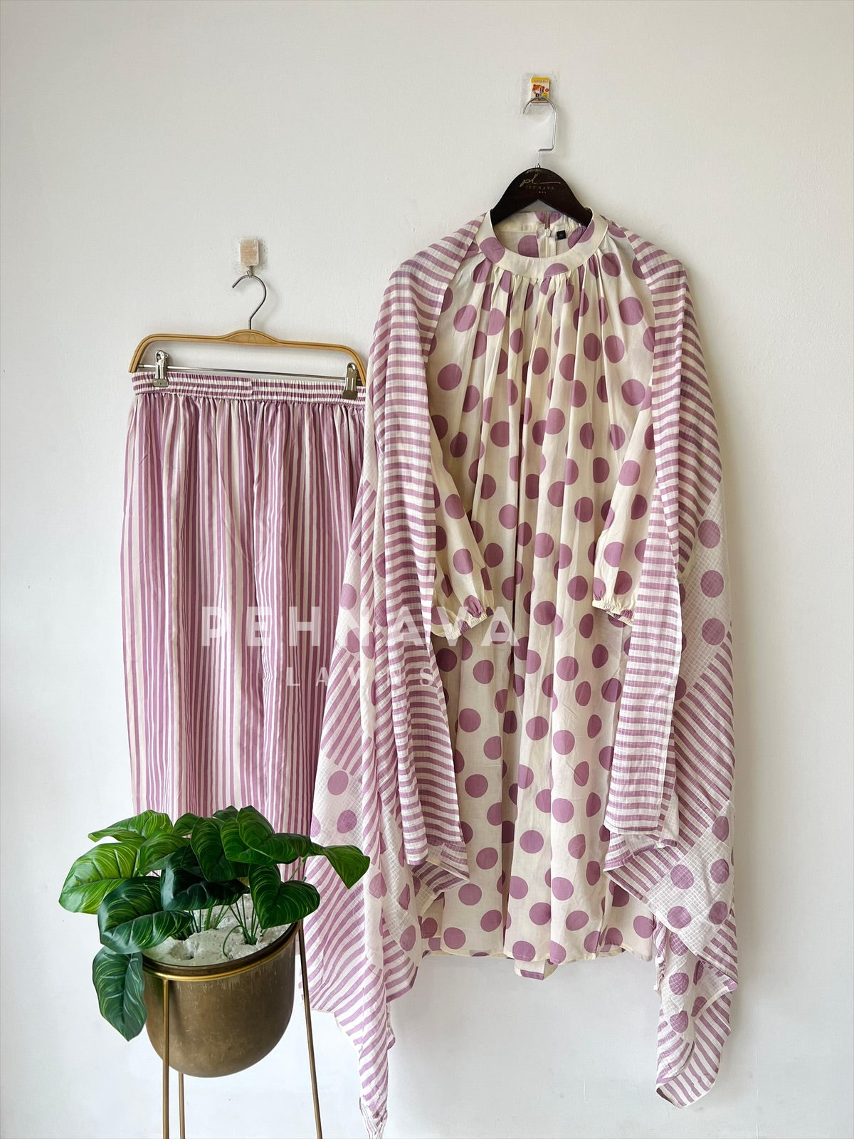 Cotton Parallel & Polka Suit Set