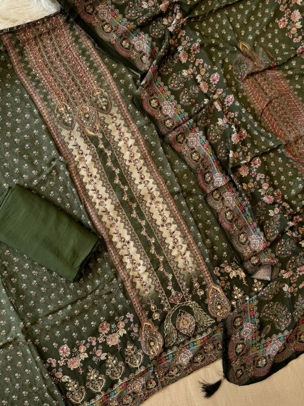 Dual Coloured Muslin Suit-228