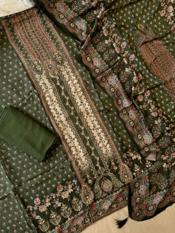 Dual Coloured Muslin Suit-228
