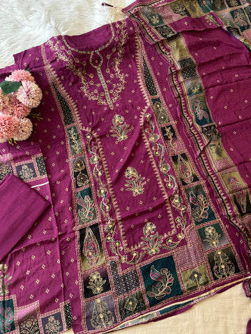 Comfy Muslin Suit with aari work-149