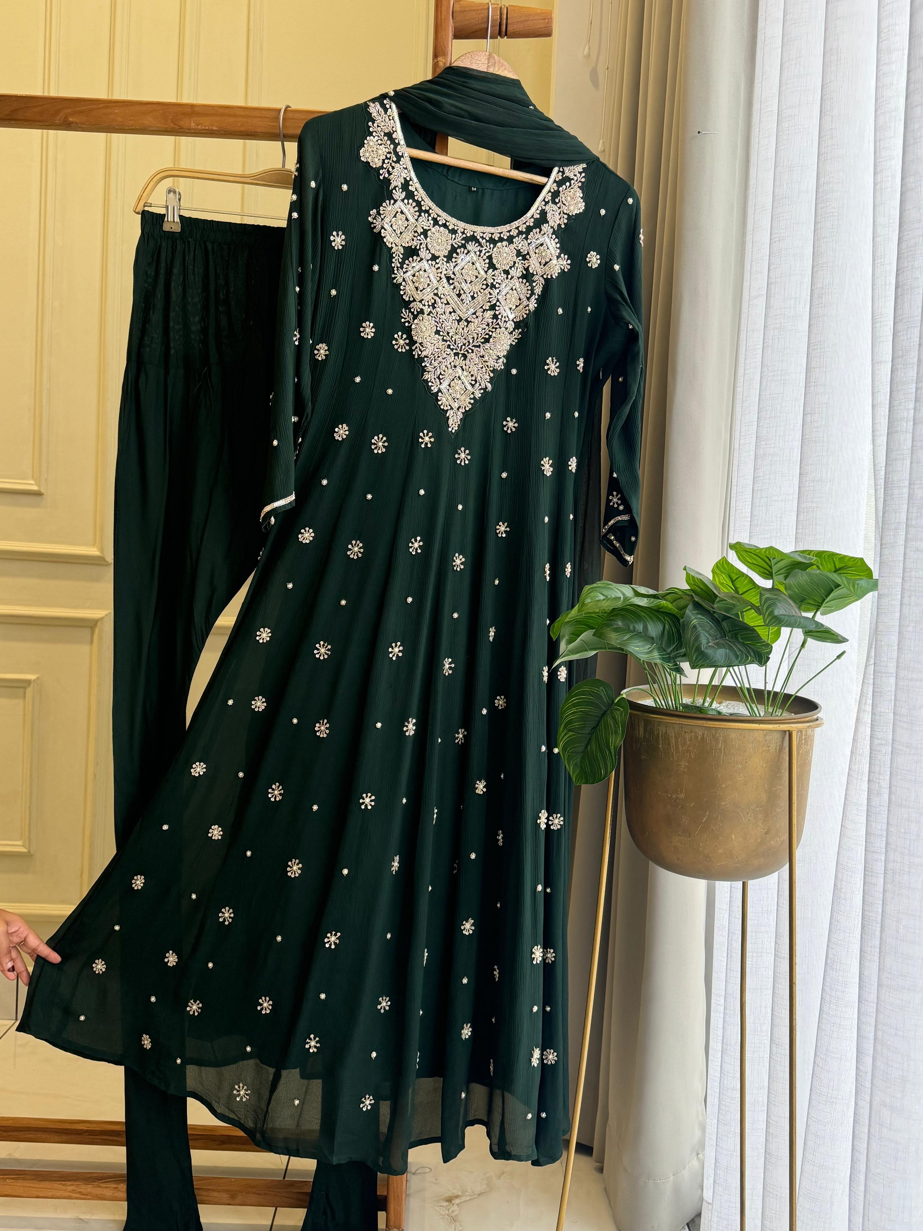 Chinnon Heavy Handworked Anarkali Suit