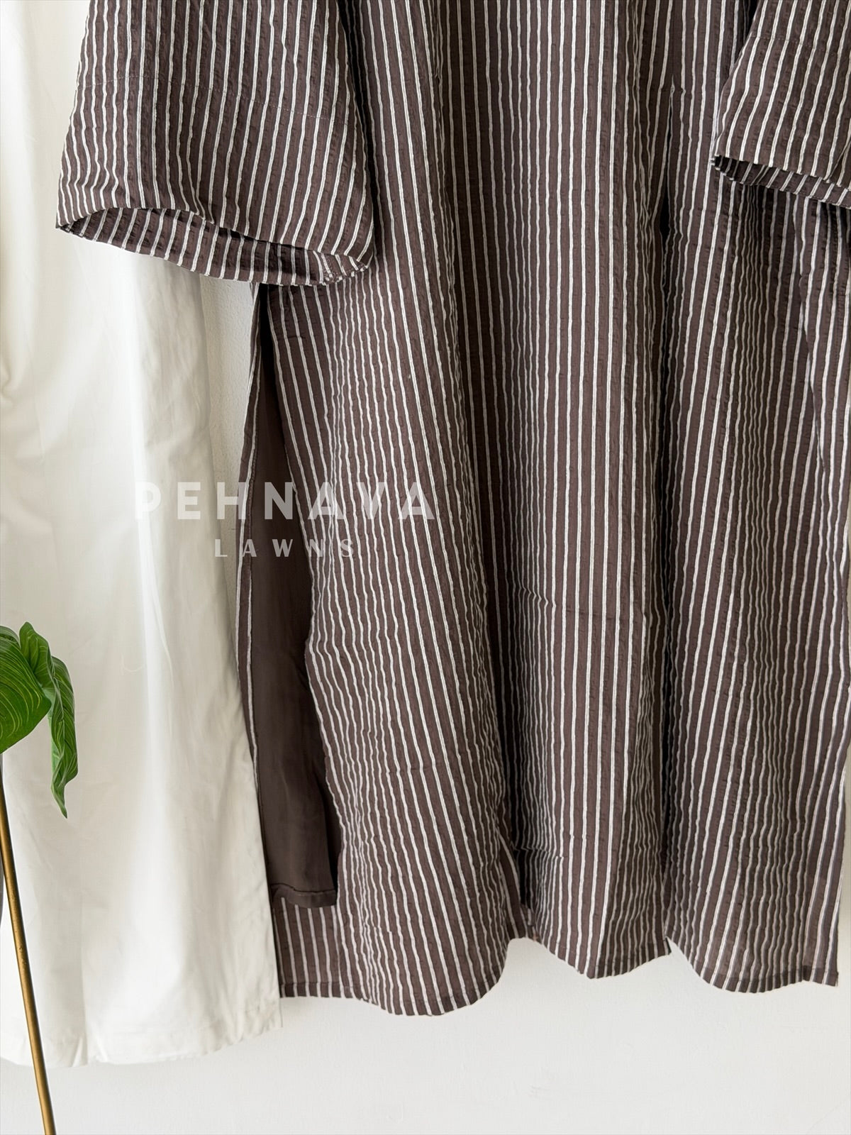 Modest Striped Side-Slit Two Piece Set-B227
