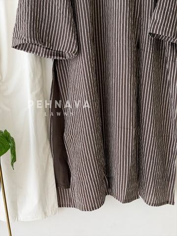Modest Striped Side-Slit Two Piece Set-B227