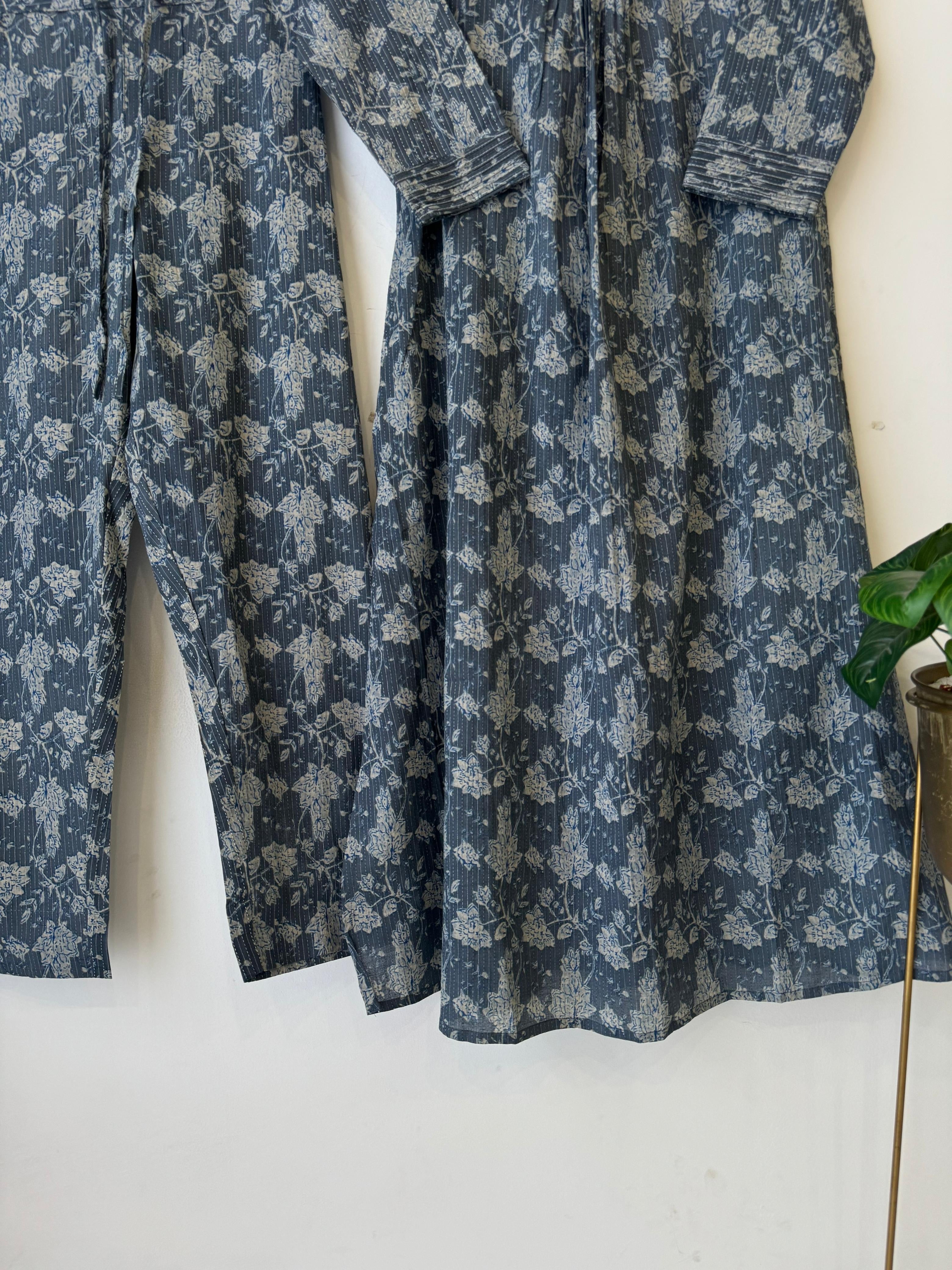 Cotton Two Piece Co-ord Set - BLUE