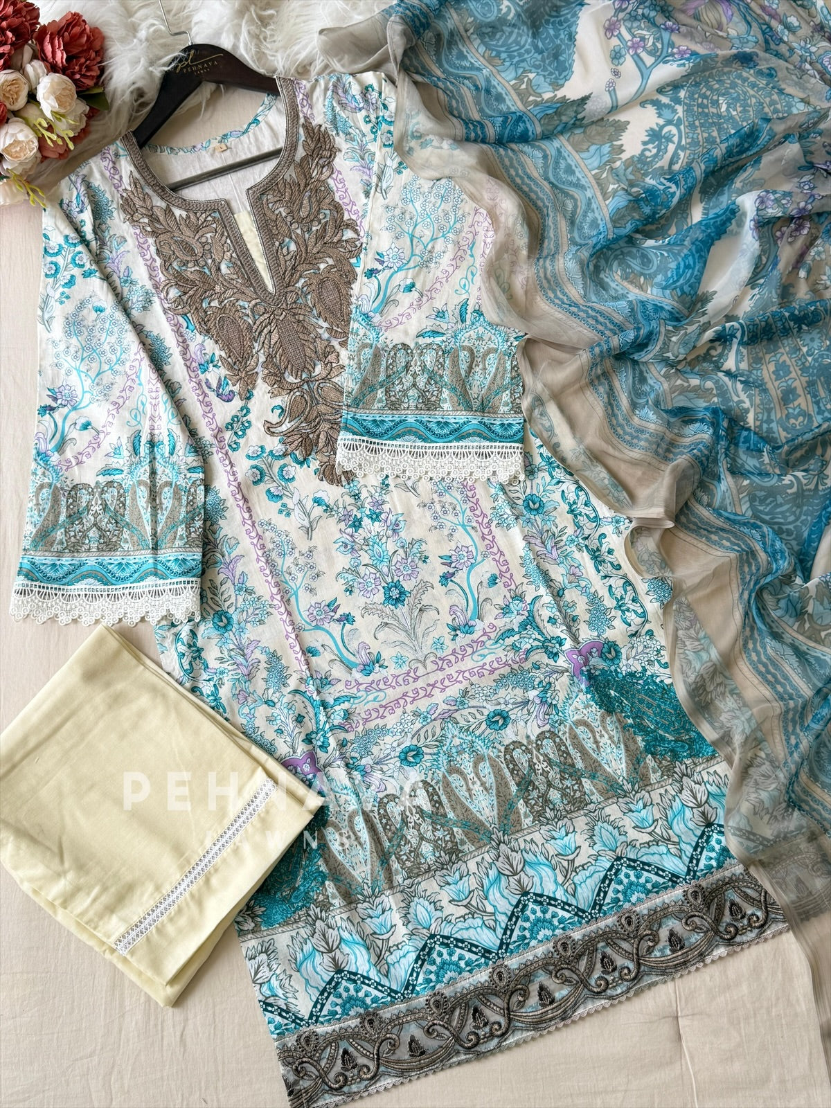 Casual Unstitched Suit with Dupatta 1863