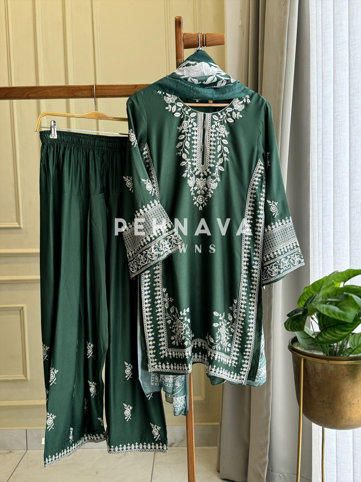 Minimal Embroidered Rayon Ethnic Set