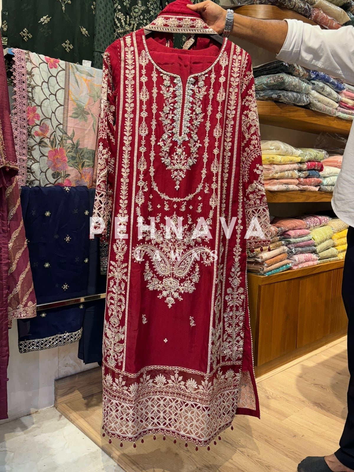 Royal Ember Chiffon Suit