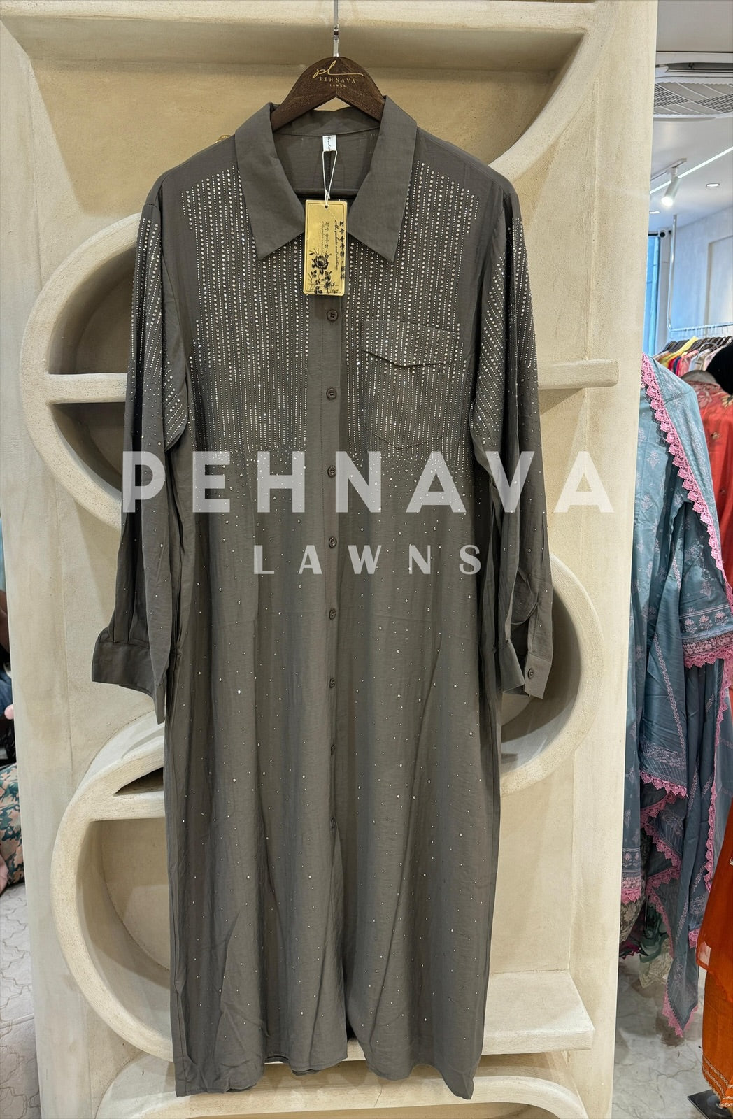 Luxe Crystal Shirt Dress