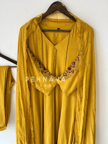 Crinkled Rayon Anarkali-6098