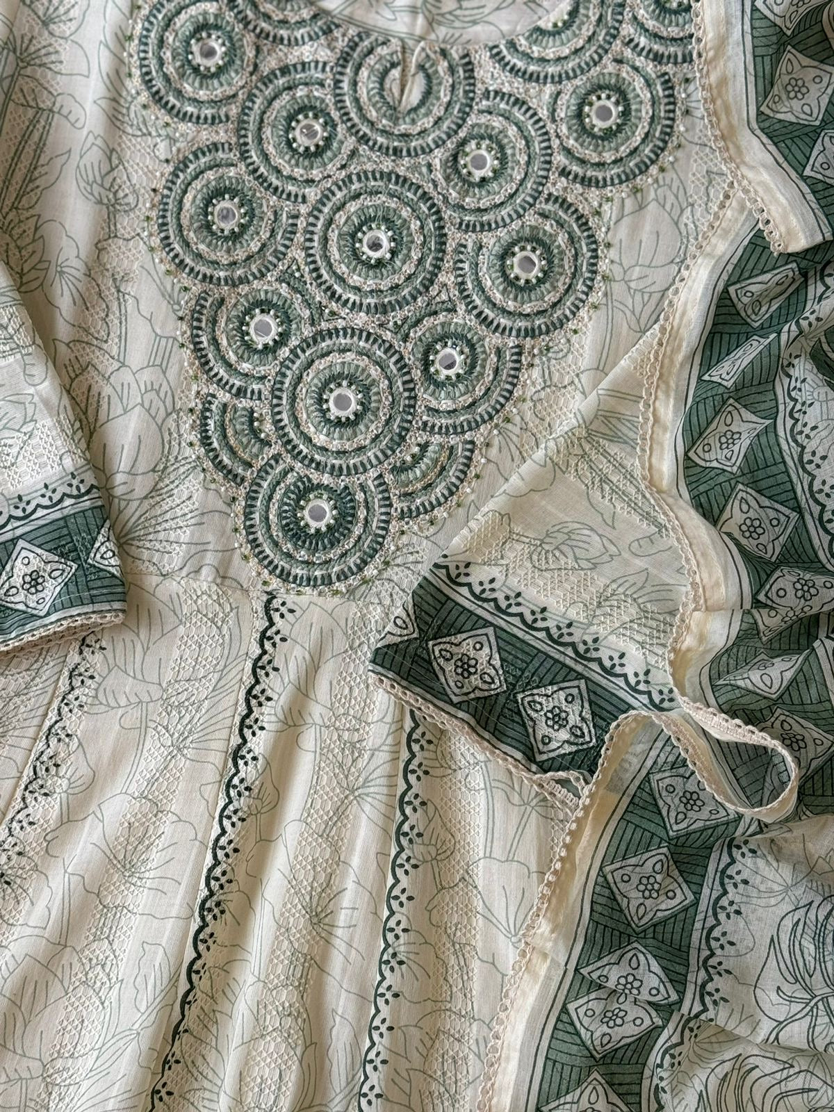 Pure cotton embroidered Anarakali suit