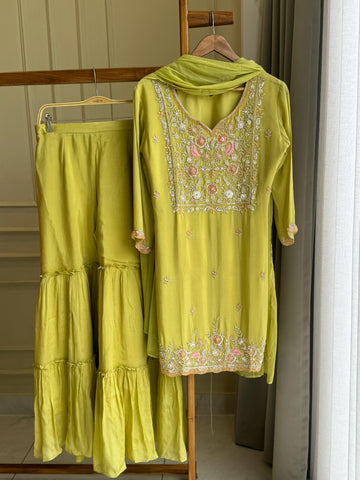 Chinnon handworked suit with Sharara Bottom