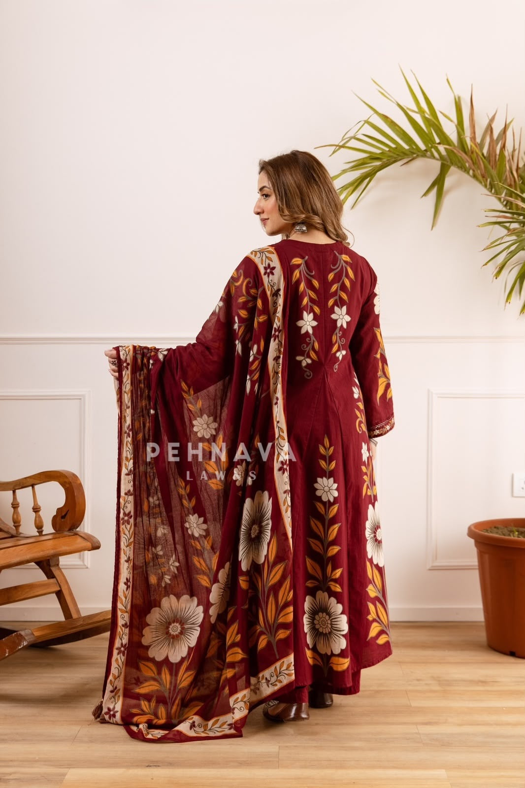 Cotton Printed Anarkali Suit Set