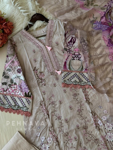 Floral Embroidered Cotton Suit -4108